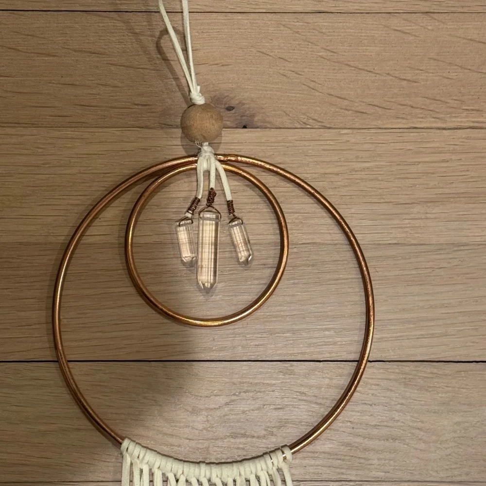 Boho White and Copper Feather Wall Hanging